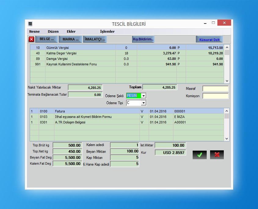 Bilgin Bilisim Detayli Beyan Gumruk Programi Tcgb Bilge Edi